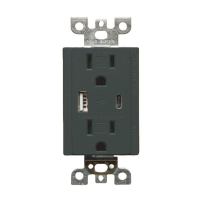 RECEPTACLE USB/TYPEA+C 15A BLACK
