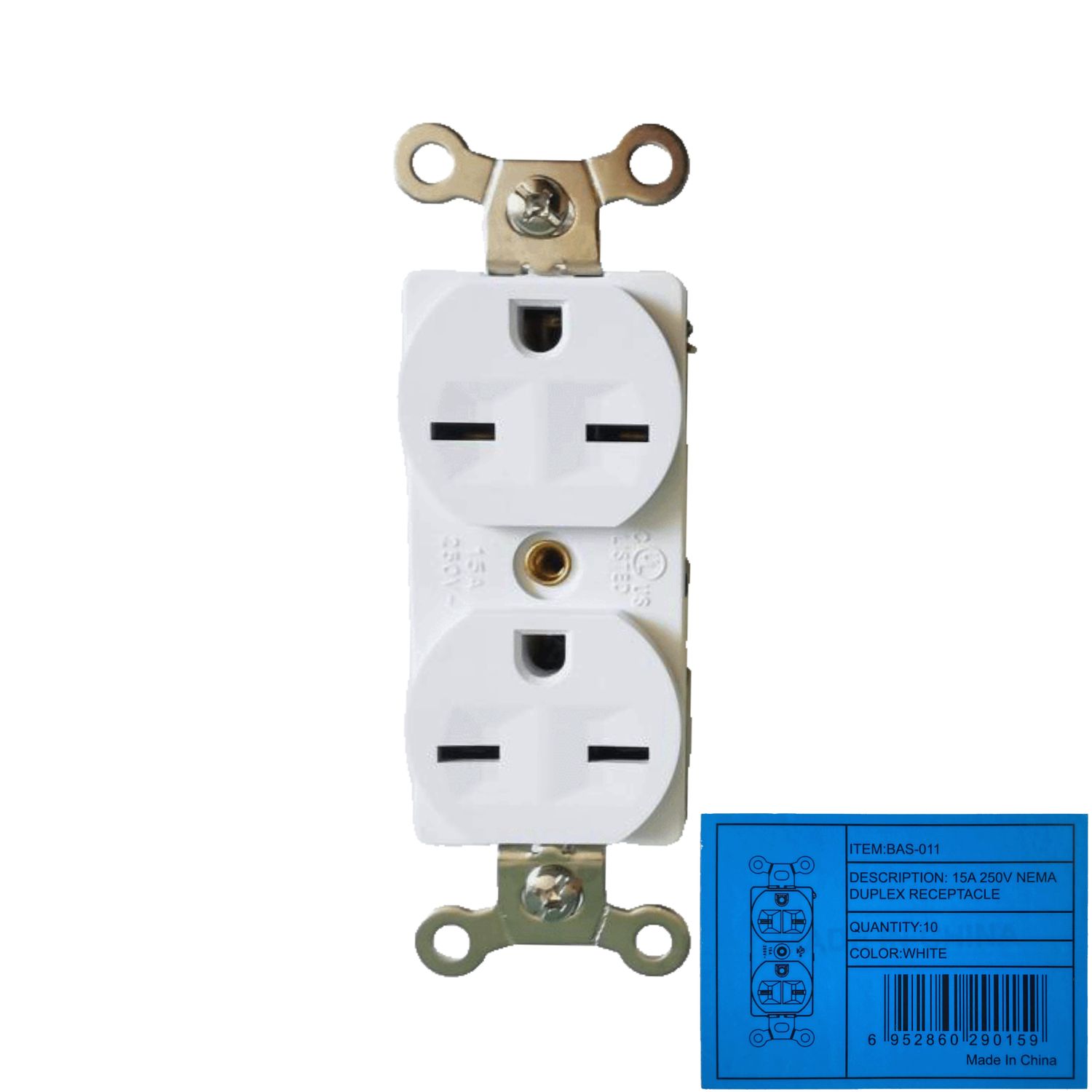NEMA 15A 250V DUPLEX RECEPATCLE BAS-011