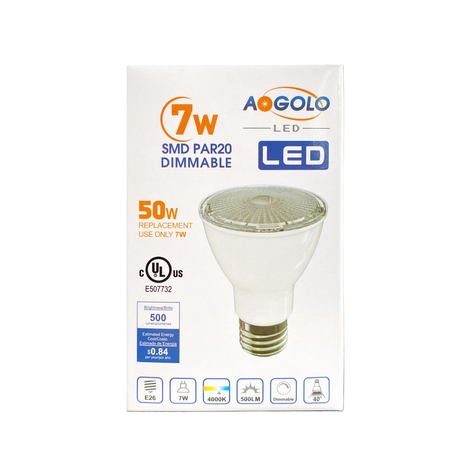 SMD PAR20 7W 4000K -DIM