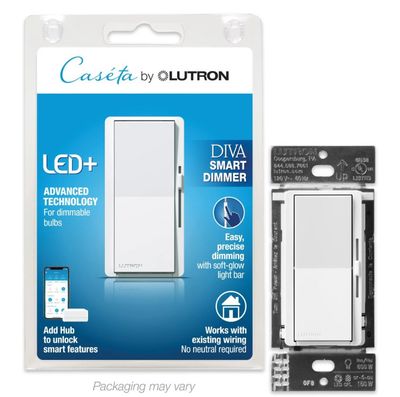 LUTRON DIVA SMART DIMMER SWITCH DVRF-6L-WH