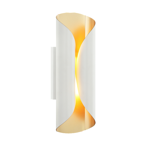 INDOOR WALL SCONCE E12 CURVED METAL W4 INDOOR WALL SCONCE E12 CURVED METAL W4" X H13" WHITE + GOLD 25170-B01A-GD+WH