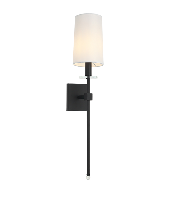 INDOOR WALL SCONCE  E12 NOT EXCEED 10W  W/ LAMP SHADE D5" X H26" BRUSHED NICKEL 26011-B01A-BN