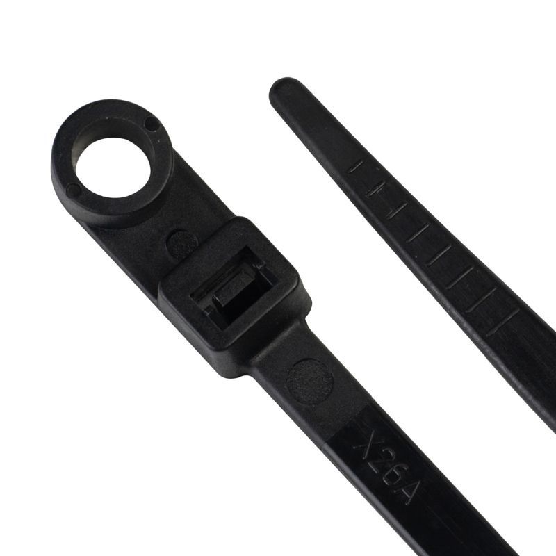 8" - 50LB KSPEC CABLE TIES WITH MOUNTING HOLE - UV BLACK - 1000PCS/PK [ E750MH0M ]