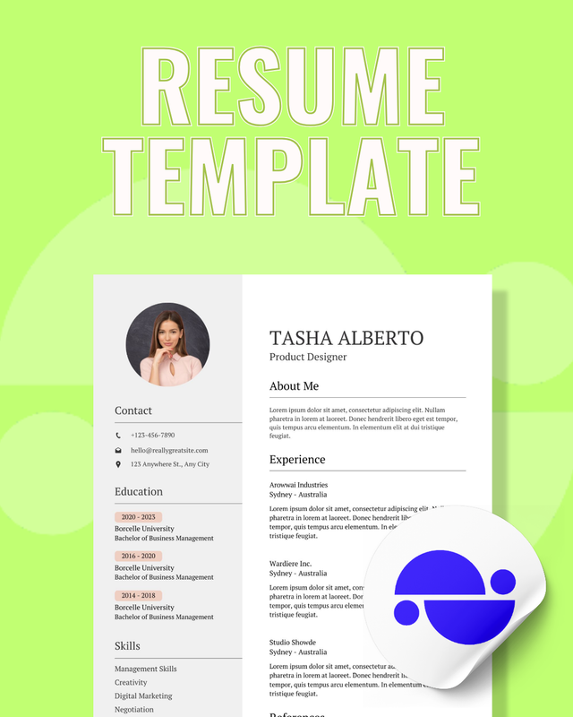 TASHA ALBERTO CUSTOMISABLE RESUME TEMPLATE