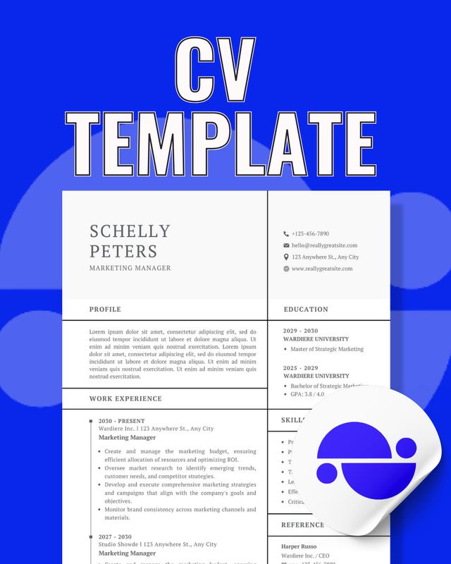 SCHELLY PETERS  CUSTOMISABLE RESUME TEMPLATE