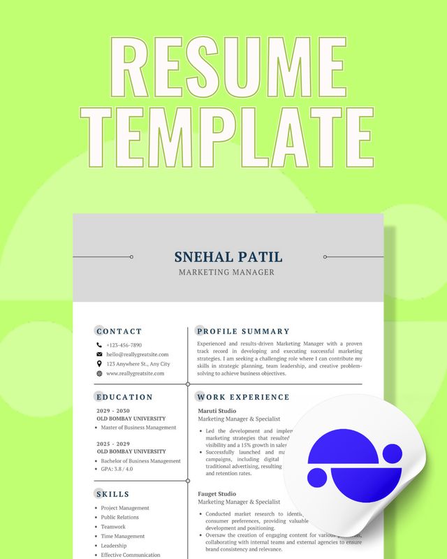SNEHAL PATIL &amp; FRIENDS CUSTOMISABLE RESUME TEMPLATE