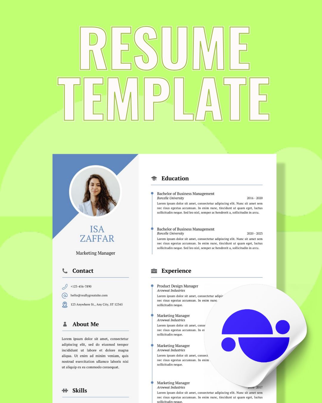 ISA ZAFAR CUSTOMISABLE RESUME TEMPLATE