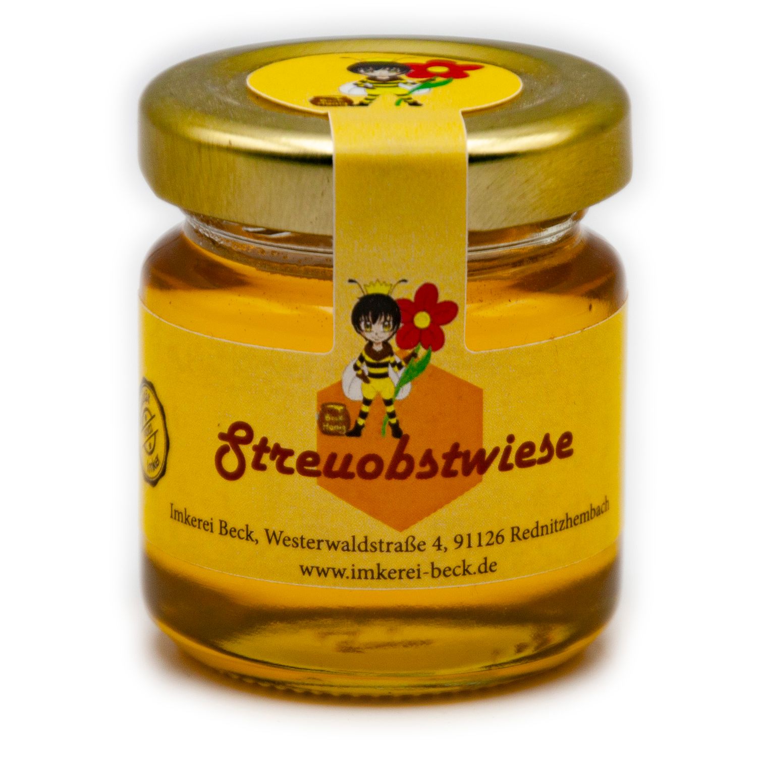 Streuobstwiesenhonig 60 g – Mini-Glas (mild &amp; klar)