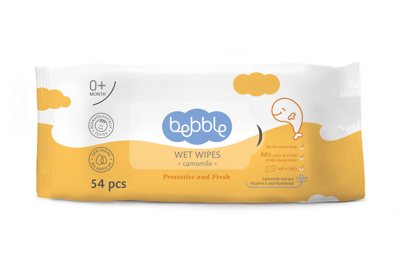 🌿 Bebble Vochtige Doekjes Kamille – Box 12×54 stuks (748 doekjes)