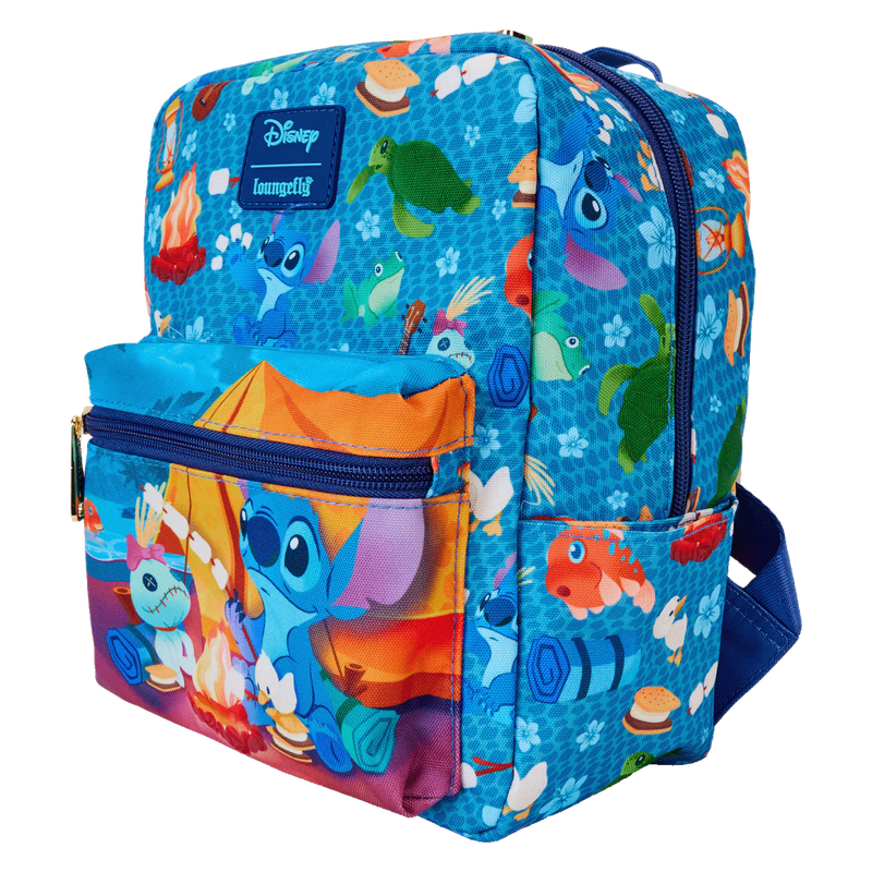 Loungefly Disney Lilo and Stitch Camping Cuties Nylon Mini Backpack
