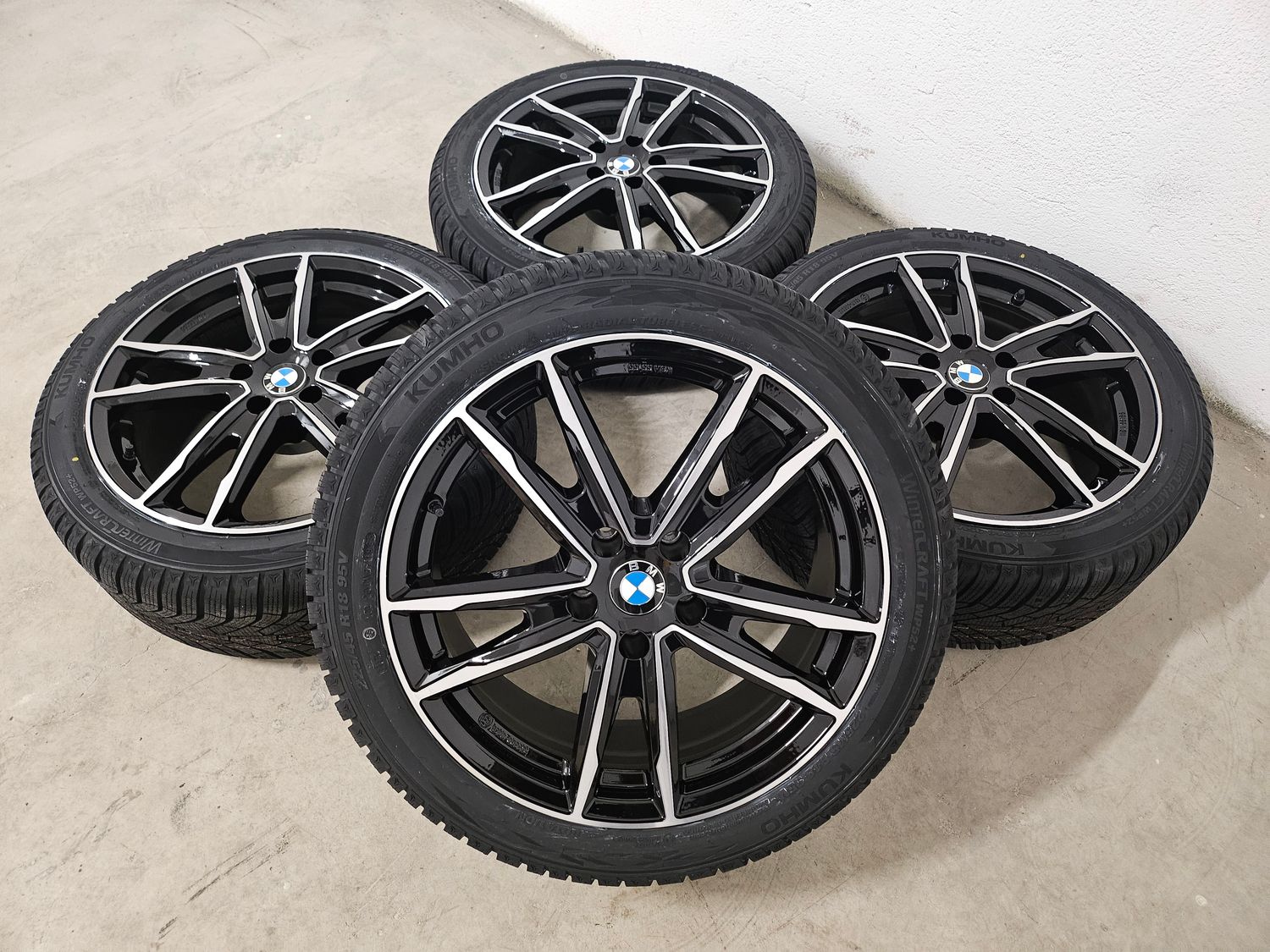 Winterkompletträder Winterreifen Alufelgen für BMW 3er G20 G21 4er G22 G23 18 Zoll schwarz frontpoliert ECE Freigabe