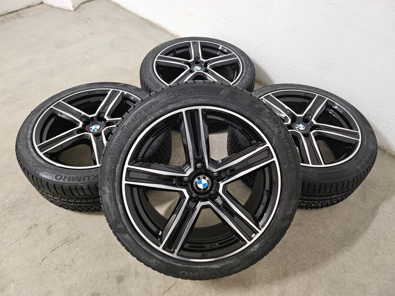 Winterkompletträder Winterreifen Alufelgen für BMW 5er G6- 19 Zoll schwarz front poliert ECE Freigabe