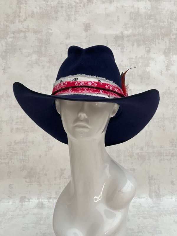 Hand shape cowboy hat Blue size 56