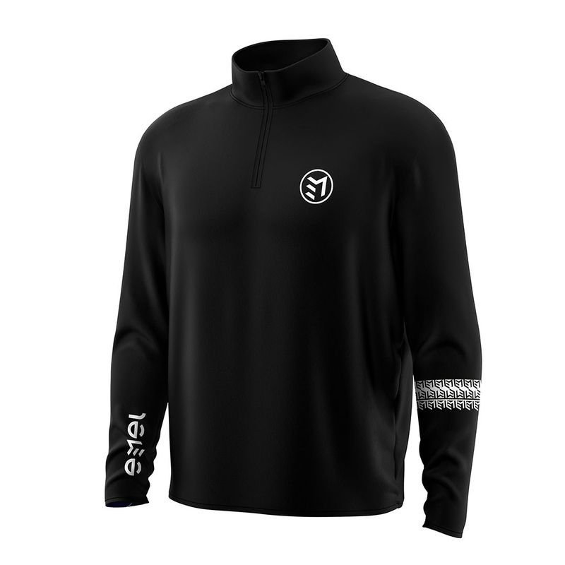 MAVAM MID-LAYER Quarter zip BLACK
