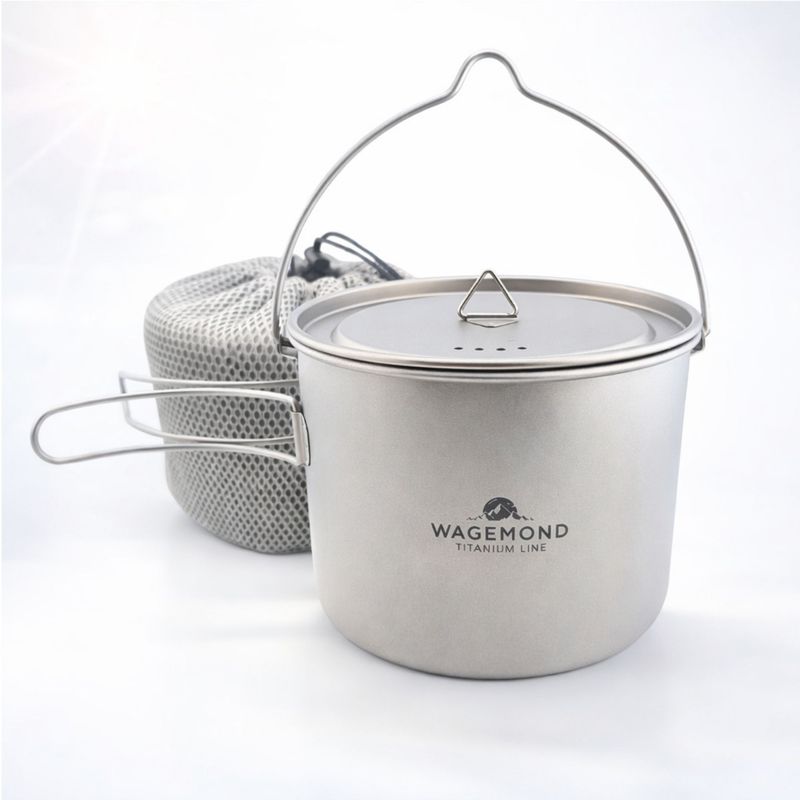 WAGEMOND Titan Topf 1600 ml Gesamtvolumen – Ultraleichtes Camping-Kochgeschirr