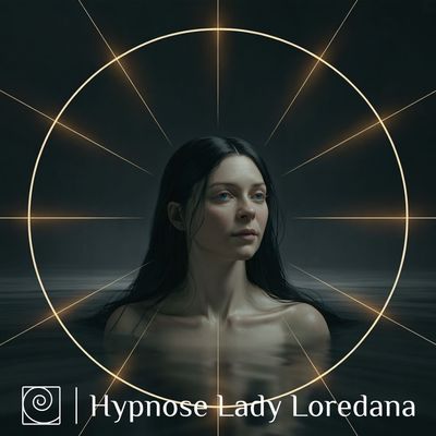 7 goldene Lichtfäden in Dunkelheit, Symbol für Klarheit, mentale Kontrolle und Fokus in Lady Loredanas Hypnose-Collection.