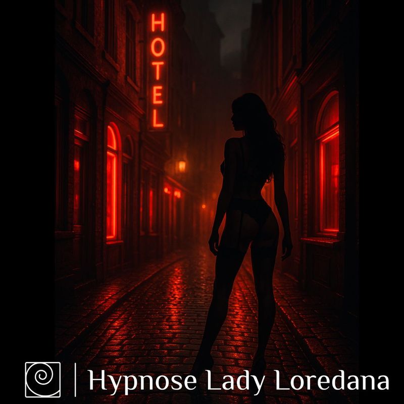 Willenlos in der Stahlstraße | Die Hypnose, die dich bricht Düstere Gasse in der Stahlstraße bei Nacht – feminine Silhouette. Hypnose-File von Lady Loredana über Kontrolle und Hingabe.