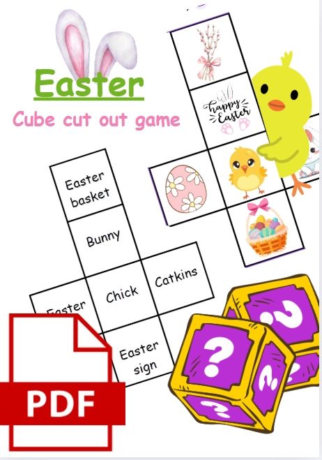Wielkanoc- Gra kostka- Easter cube cut out game