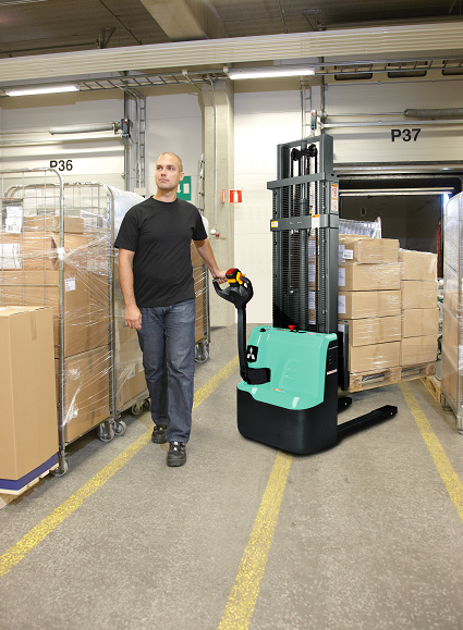 Elektro Hochhubwagen Mitsubishi SBP12QLDI, Tragkraft: 1.200 kg, Hubhöhe: 2.500 mm