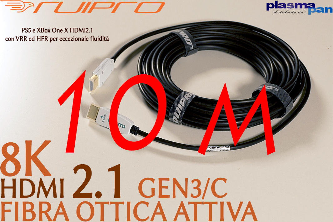 Cavo RUIPRO Fibra HDMI2.1 8K GEN3/C PS5 XBOX 120p 10m