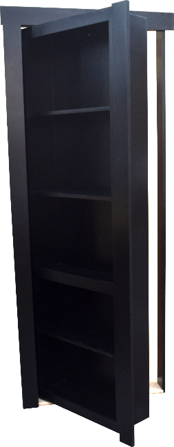 Single Mount Bookcase Door 28" Out-swing Right Paint Grade Black