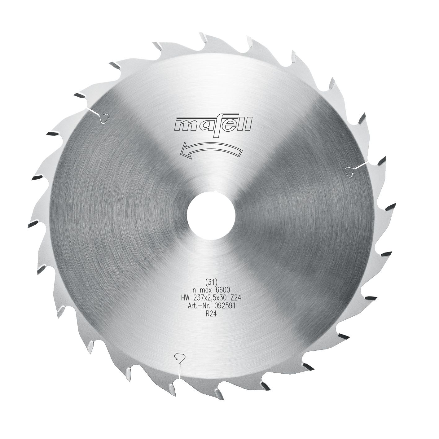 MAFELL Sägeblatt-HM, 237 x 1,8/2,5 x 30 mm, Z 24, WZ, für Längs- und Querschnitte