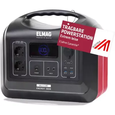 ELMAG Powerstation ENERGY 1800 1800W, LiFEPO4 Akku mit 1480Wh