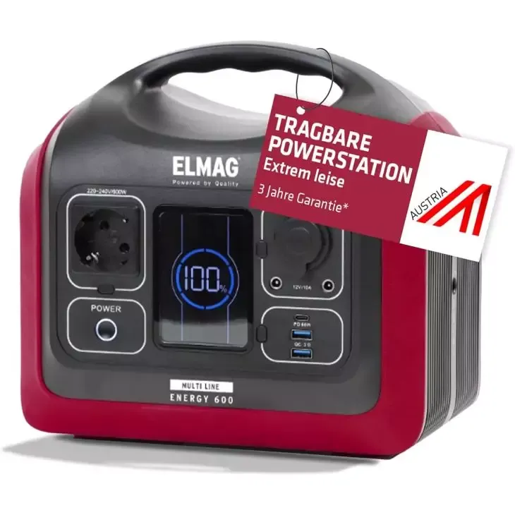 ELMAG Powerstation ENERGY 600 600W, LiFEPO4 Akku mit 595Wh