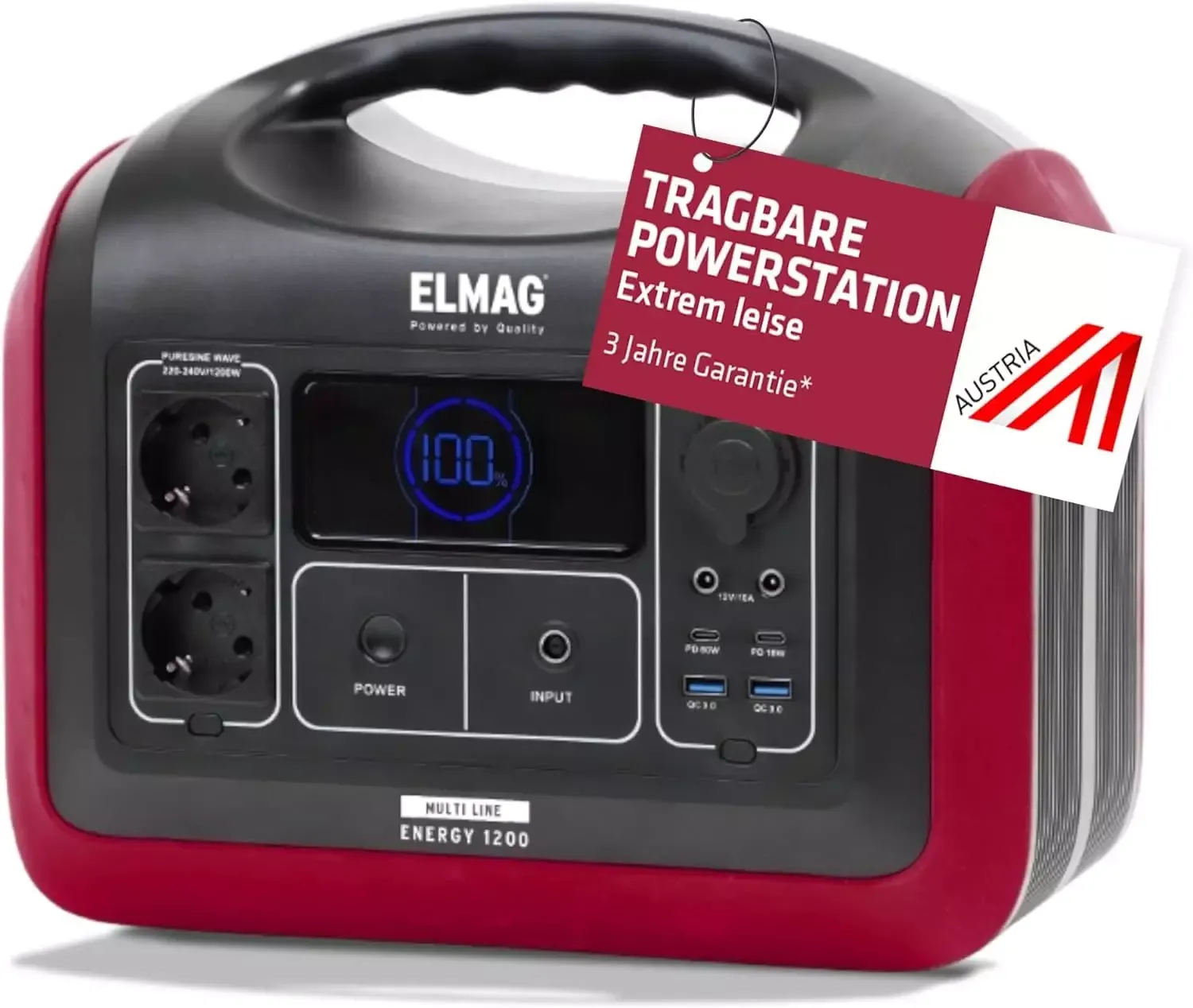 ELMAG Powerstation ENERGY 1200 1200W, LiFEPO4 Akku mit 992Wh