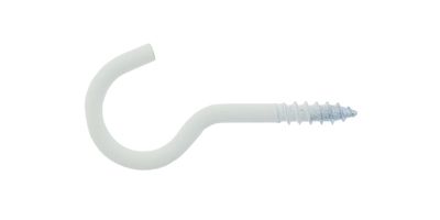 Schraubhaken gebogen Ø2,6mm weiß beschichtet 30 mm