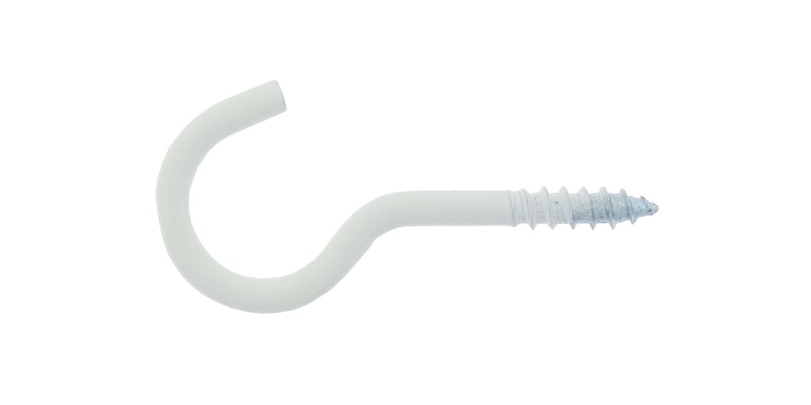 Schraubhaken gebogen Ø2,8mm weiß beschichtet 40 mm
