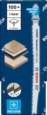 BOSCH EXPERT Hardwood 2-side clean’ T 308 BF Stichsägeblatt, 100 Stück