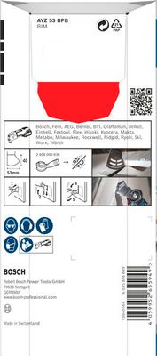 BOSCH PRO AYZ 53 BPB Dual-Tec Blatt für Multifunktionswerkzeuge, 53 x 40 mm, 5-teilig