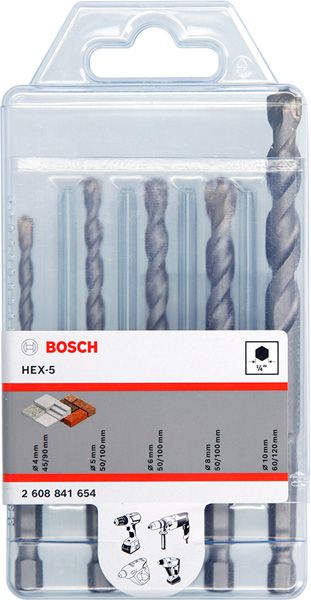 BOSCH HEX-5 Betonbohrerset 5-tlg 4/5/6/8/1