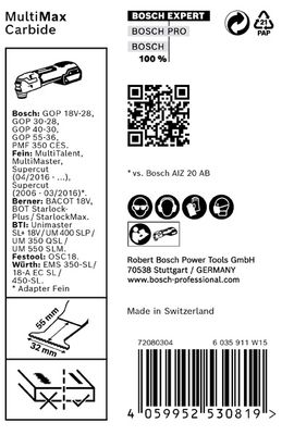 BOSCH EXPERT MultiMax PAIZ 32 APIT Blatt für Multifunktionswerkzeuge, 32 mm, 10 Stück