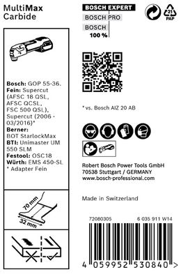 BOSCH EXPERT MultiMax MAII 32 APIT Blatt für Multifunktionswerkzeuge, 32 mm, 10 Stück