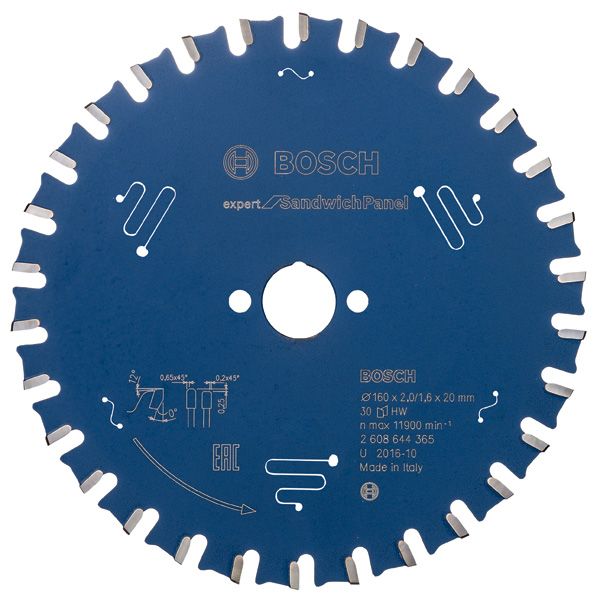 BOSCH Kreissägeblatt Expert for Sandwich Panel, 160 x 20 x 2,0 mm, 30