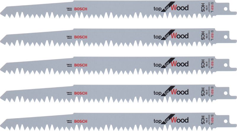 BOSCH Säbelsägeblatt S 1531 L, Top for Wood, 5er-Pack