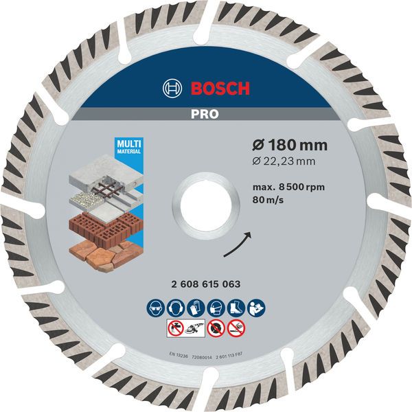 BOSCH PRO Multi Material Diamanttrennscheibe, 180 x 22,23 mm