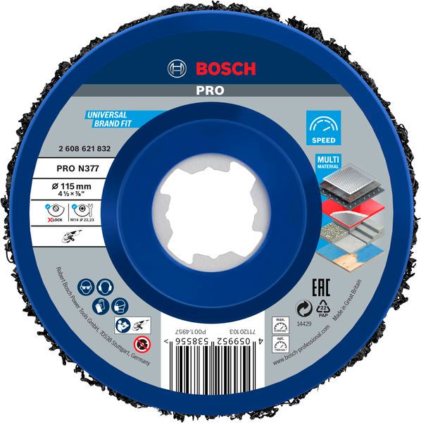 BOSCH PRO N377 Reinigungsscheibe, 115 mm, 22.23 mm, X-Lock