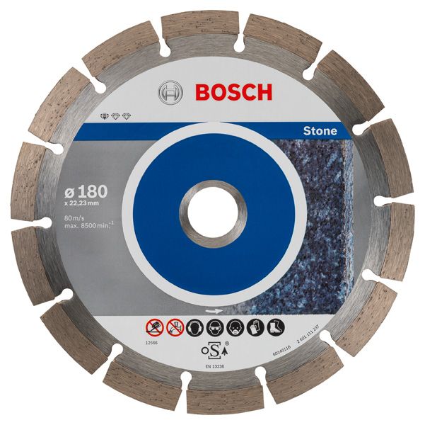 BOSCH Diamanttrennscheibe Standard for Stone, 180 x 22,23 x 2 x 10 mm, 10er-Pack
