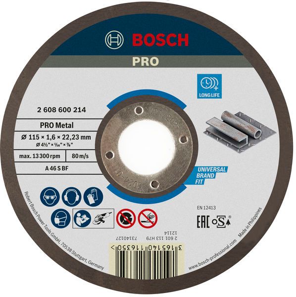 BOSCH PRO Metal Trennscheibe, 115 x 1.6 x 22.23 mm, gerade, oSa
