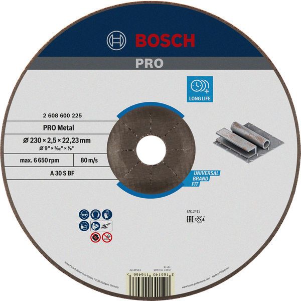 BOSCH PRO Metal Trennscheibe, 230 x 2,5 x 22.23 mm, gekröpft, oSa