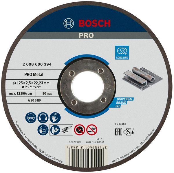 BOSCH PRO Metal Trennscheibe, 125 x 2.5 x 22.23 mm, gerade, oSa