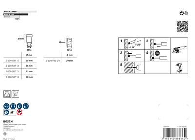 BOSCH PRO Ceramic dry X-Lock Bohrkronen-Set, 68; 51; 35; 25; 20 x 33 mm, 5-teilig
