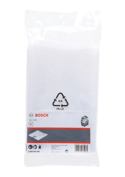 BOSCH Entsorgungssack, 5 l, Kunststoff (5 Stk.) für GAS 15 PS. Für Staubsauger