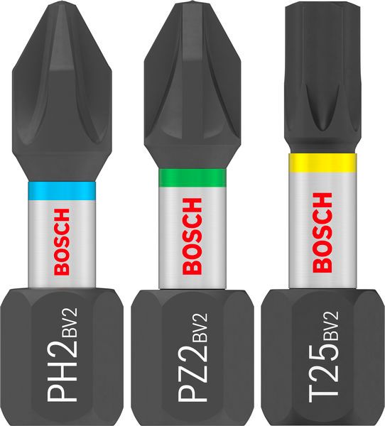BOSCH PRO Impact Schlagschrauber-Bit-Satz, PH2/PZ2/T20/T25/T30, 25 mm, 10 x 25 Stück