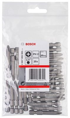 BOSCH Schrauberbit Extra-Hart PH 2, 49 mm, 25er-Pack