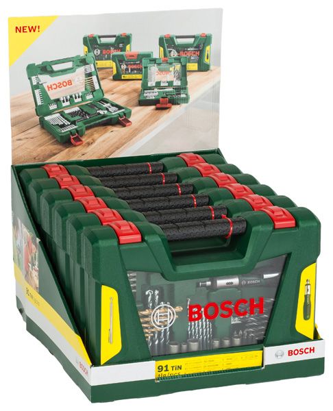 BOSCH V-Line Box, Bohrer- und Bit-Set, 91-teilig, Ratschen-Schraubendreher, Magnetstab