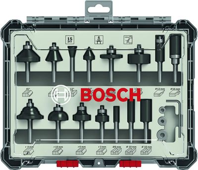 BOSCH 15-teiliges Fräser-Set, 6-mm-Schaft